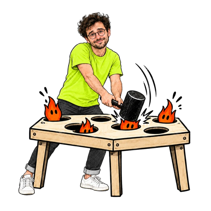 A founder playing whack-a-mole with the problems that keep popping up